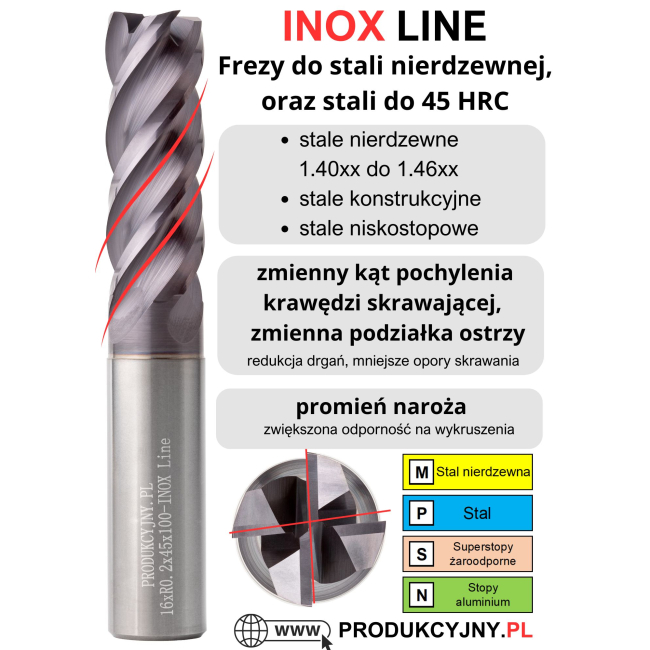 Frez fi 12 R0,2 INOX LONG